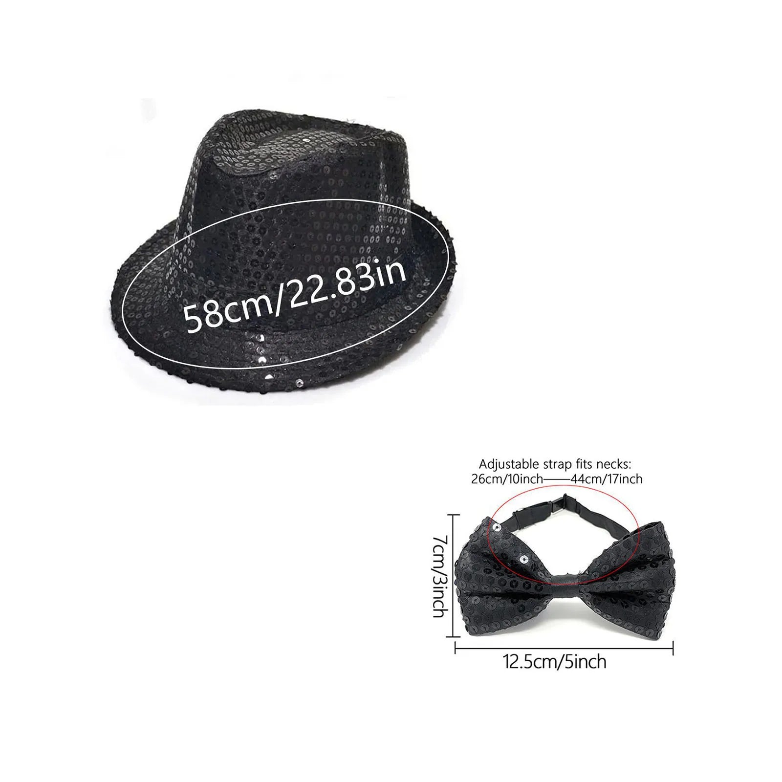 Performance Props Set with Sequined Hat Tie Gloves and Suspenders Party Wedding Boy Men Christmas Decor Carnival Ball Party Prop Qme