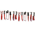 12Pcs Halloween Fake Blood Knife Garland Plastic Bloody Knife Banner Haunted House Horror Hanging Party Wall Decoration Props Qme Red