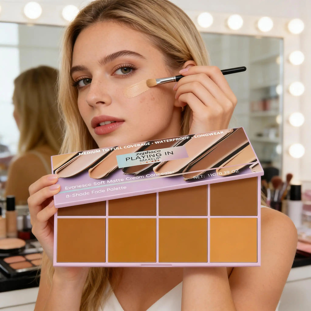 8-Color Concealer Palette Professional Coverage for Dark Circles Blemishes Acne Matte Brightening Long-Lasting Foundation Makeup Qme