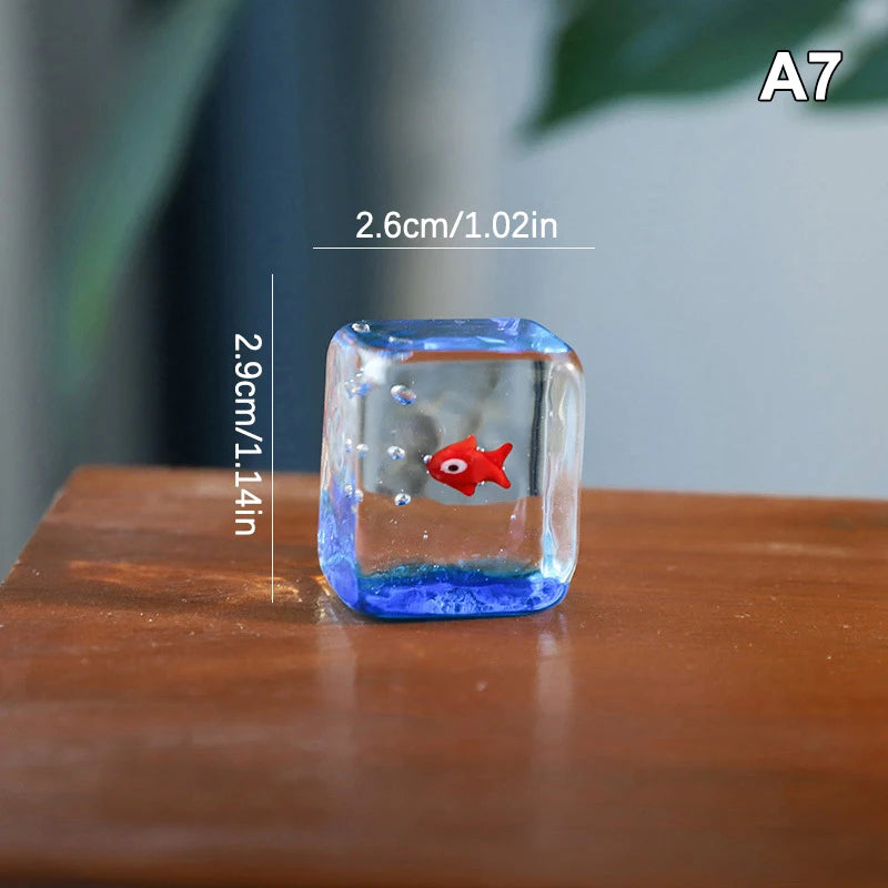 Home Office Decor Handcrafted Glass Pocket Fish Figurine Mini Qme A7