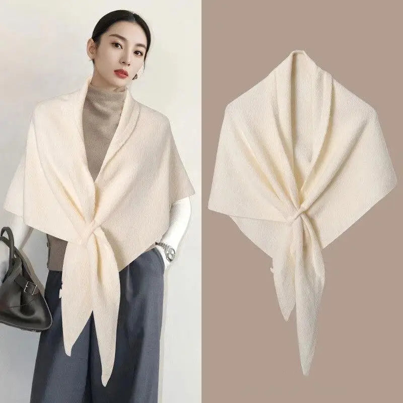 Winter Women Shawl Wraps Cardigan Cape Wool Blend Triangle Scarf Qme