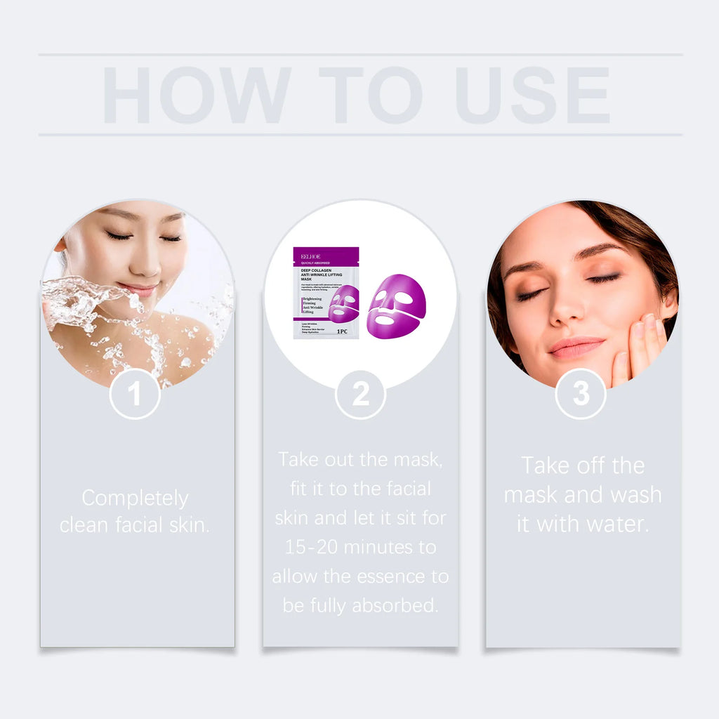 Collagen Faded Wrinkle Facial Mask Relief Sensitive Skin Reduce Fine Lines Firm Skin Whitening Moisturizing Lifting Skincare Mas Qme