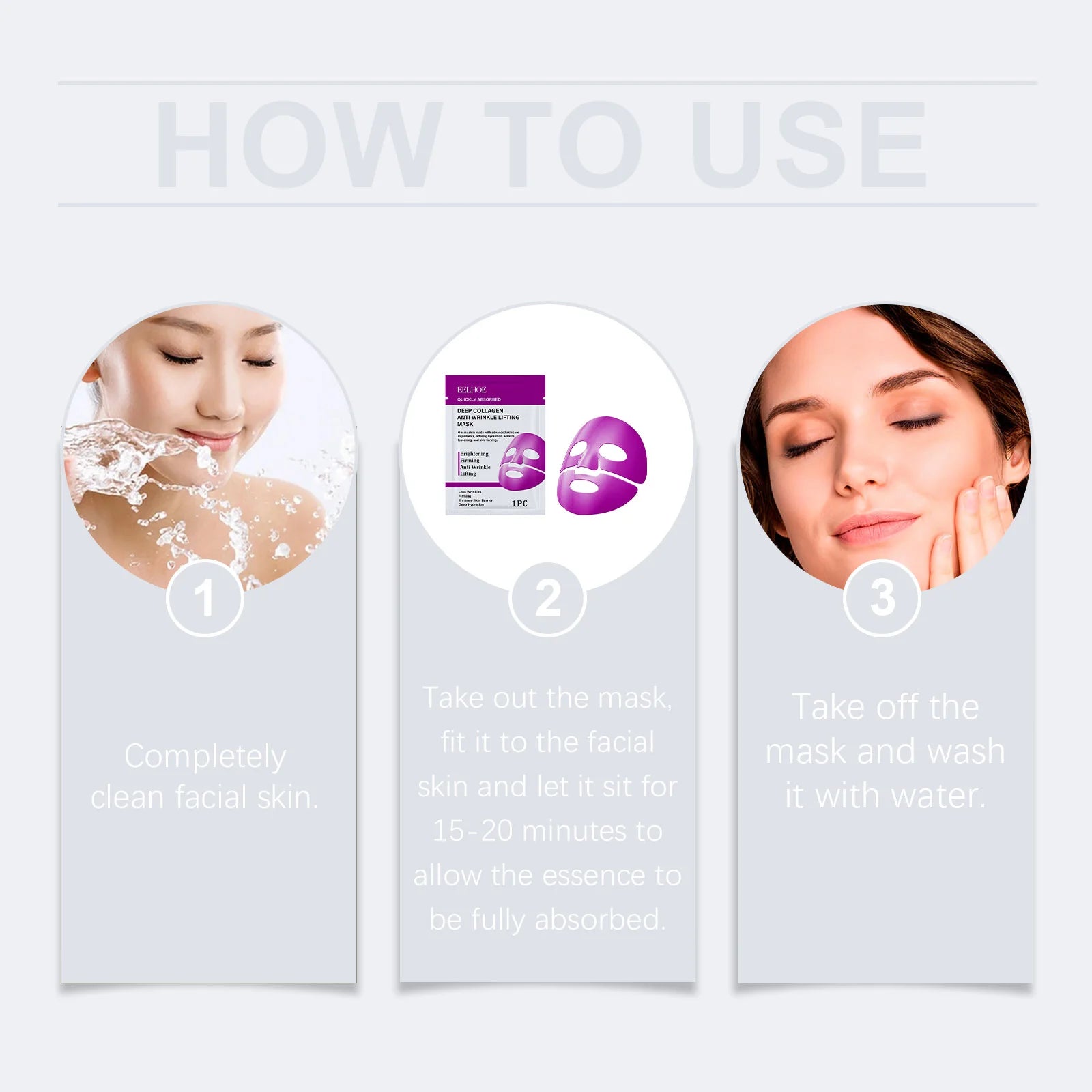 Collagen Faded Wrinkle Facial Mask Relief Sensitive Skin Reduce Fine Lines Firm Skin Whitening Moisturizing Lifting Skincare Mas Qme