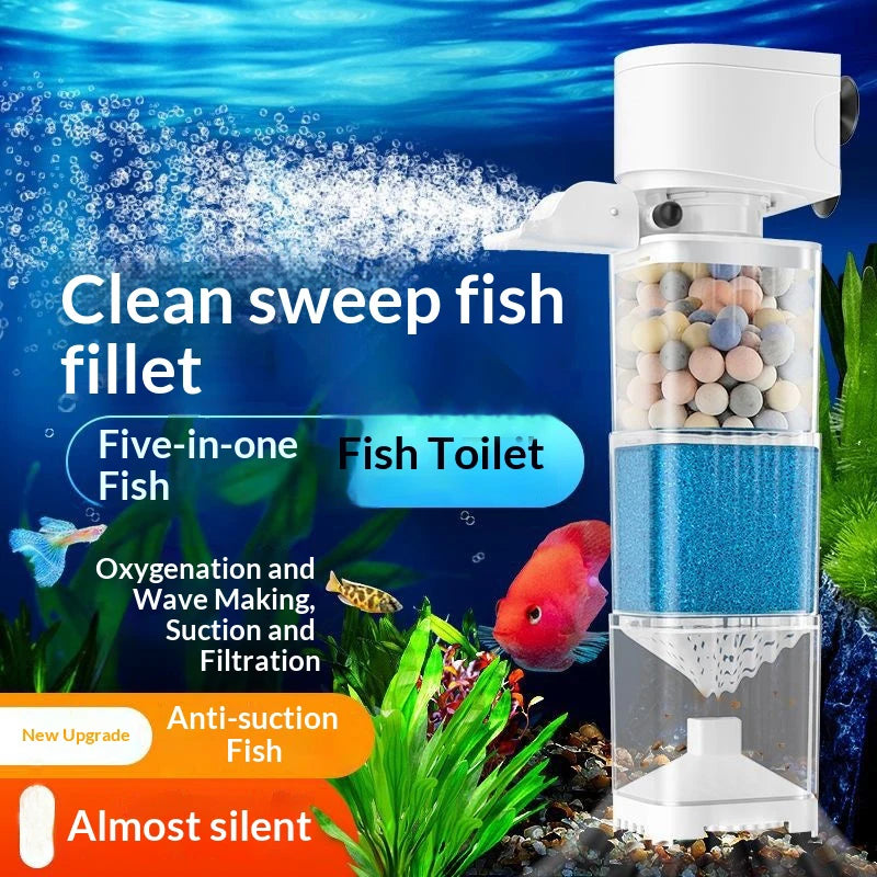 220V 6 In1 Aquarium Filter Pump Fish Tank Submersible Silent Air Qme