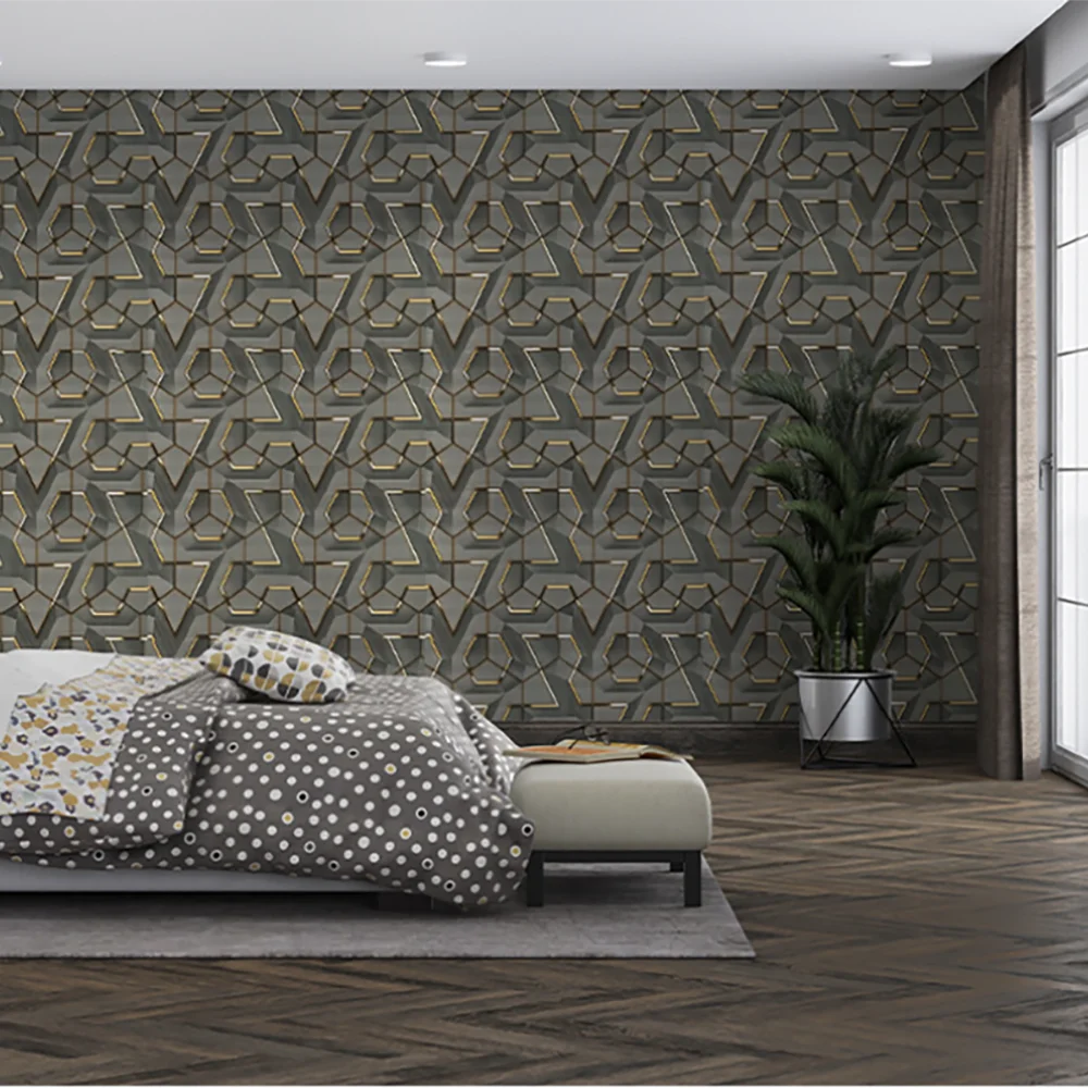 Self-Adhesive 3D Geometric Wallpaper Decoration Waterproof and Stain-Resistant for Bedroom and E-Sports Room Qme