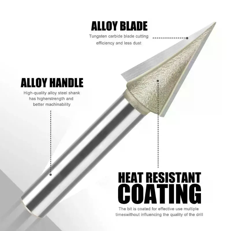 6mm (1/4") Shank 30° V-Groove Router Bit–Carbide Tipped Engraving Cutter for Trimmers Machines Inlays & Decorative Edges Qme