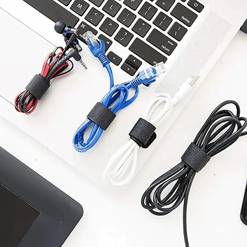 10pcs Nylon Hook & Loop Strap Cable Durable Self-adhesive Bike Tie, Reusable Fastening Nylon Cable, Length Qme