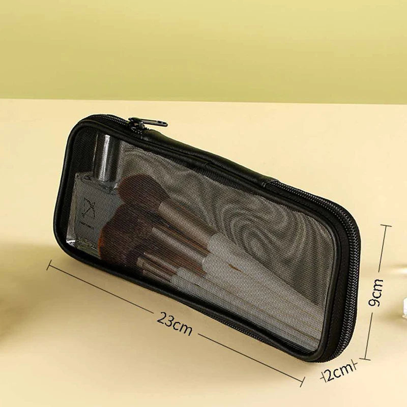 Transparent mesh storage bag, portable travel wash bag, nylon mesh organizer bag for miscellaneous items Qme