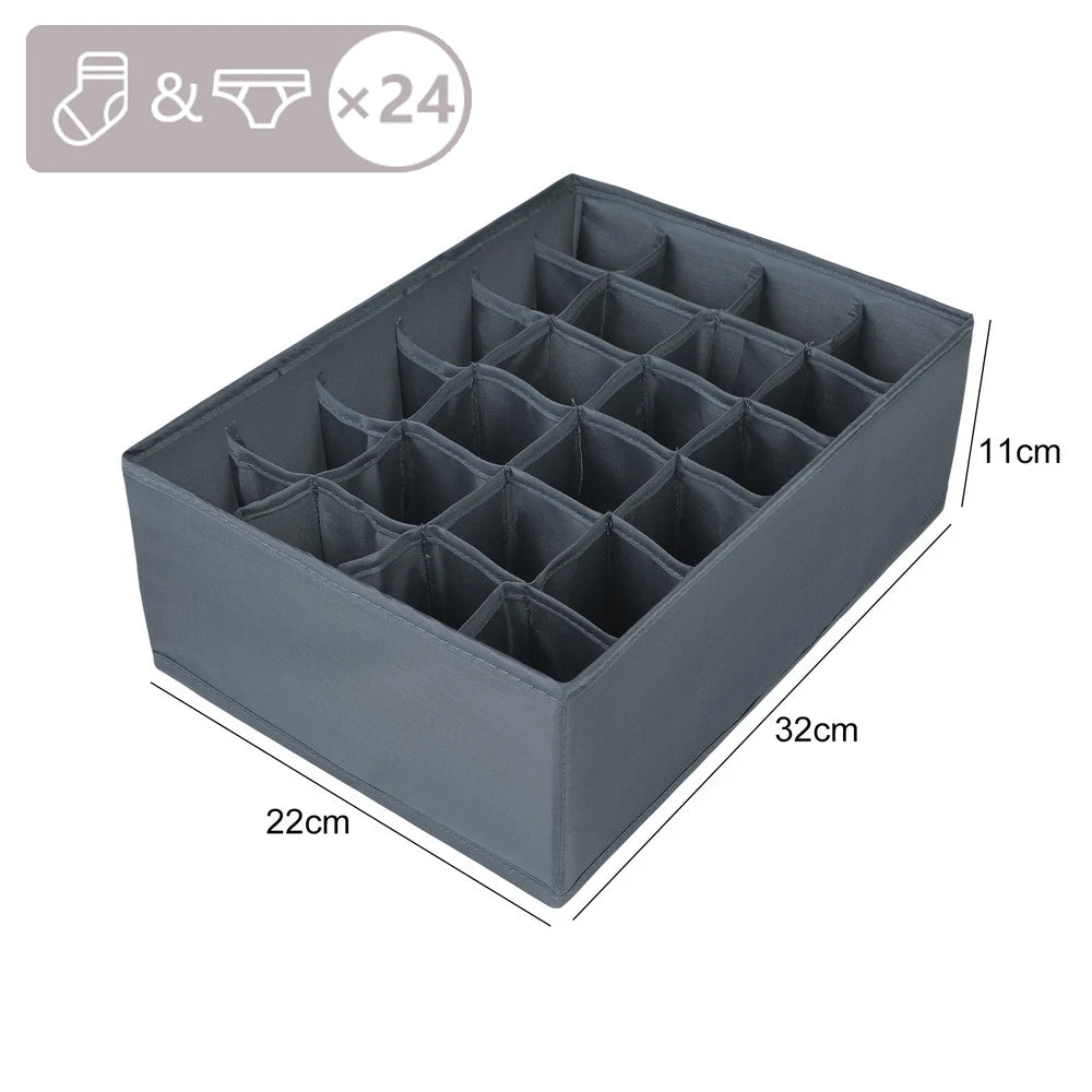 Socks Organizer Underwear Bra Storage Box Cabinet Drawer Organizer For Clothes Ties Wardrobe Clothes Organizer Cabinet Separator Qme gray 24 grids