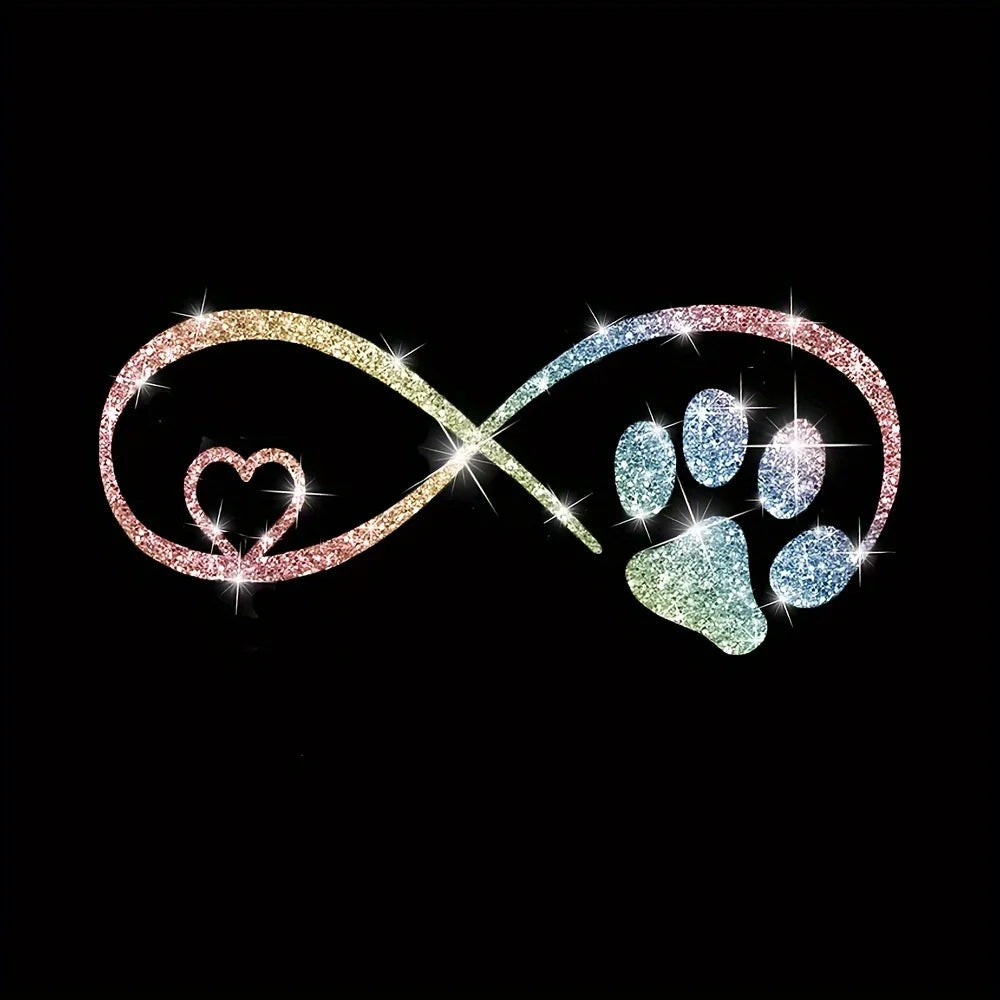 A Cute Cartoon Car Sticker With A Dog Paw Love Shape Bow Sticker, Shiny Car Window Sticker, Stylish Sticker, Qme Colorful 1pc