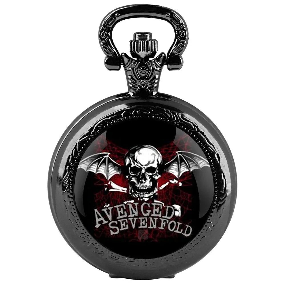 Avenged Sevenfold Design Glass Dome Quartz Pocket Watch Necklace Men Women Unique Jewelry Pendant Birthday Accessories Gift Qme 04