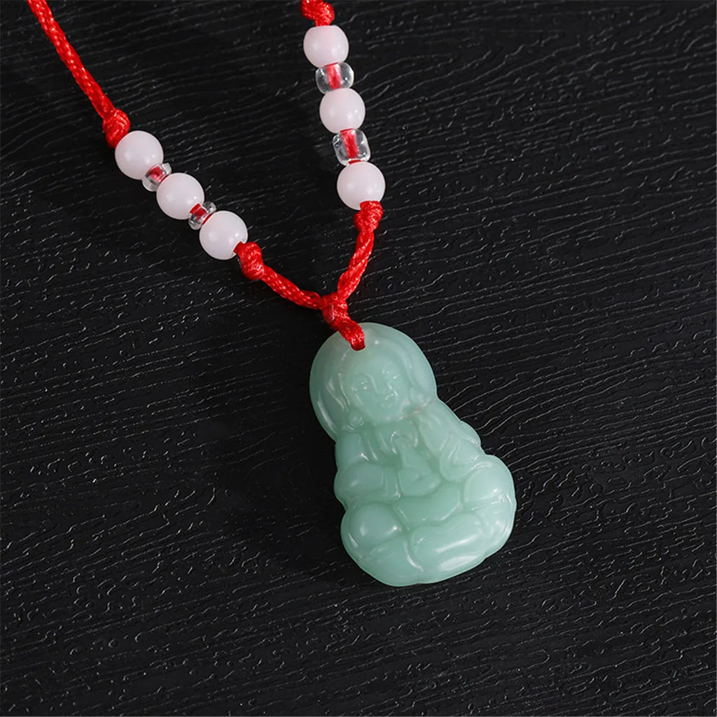 Maitreya Buddha Pendant Hand Woven Red Rope Necklace Fashion Guanyin Bodhisattva Lucky Necklace Women Religious Gifts Wholesale Qme