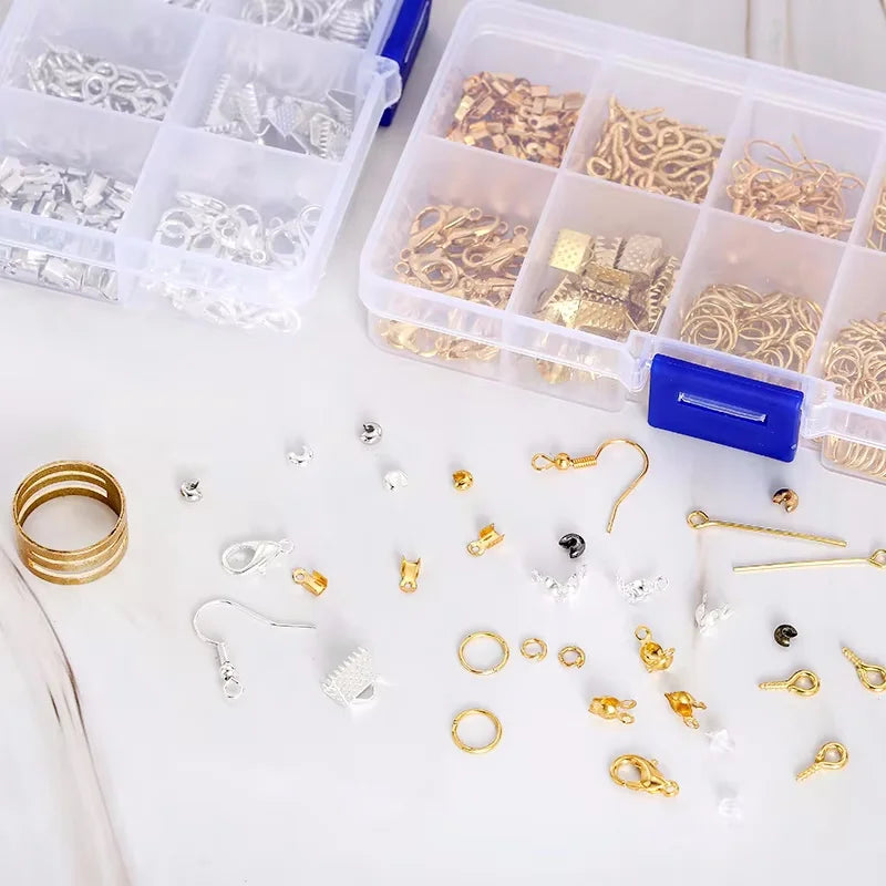 Alloy Accessories Jewelry Findings Set Earring Making Kit Lobster Clasp Open Jump Rings Repair Tools DIY Jewelry Making Supplies Qme