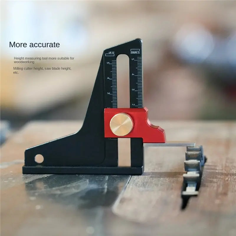 A02F-Height Gauge Depth Aluminum Alloy DIY Woodworking Tablesaw Height Measurement Tool Qme