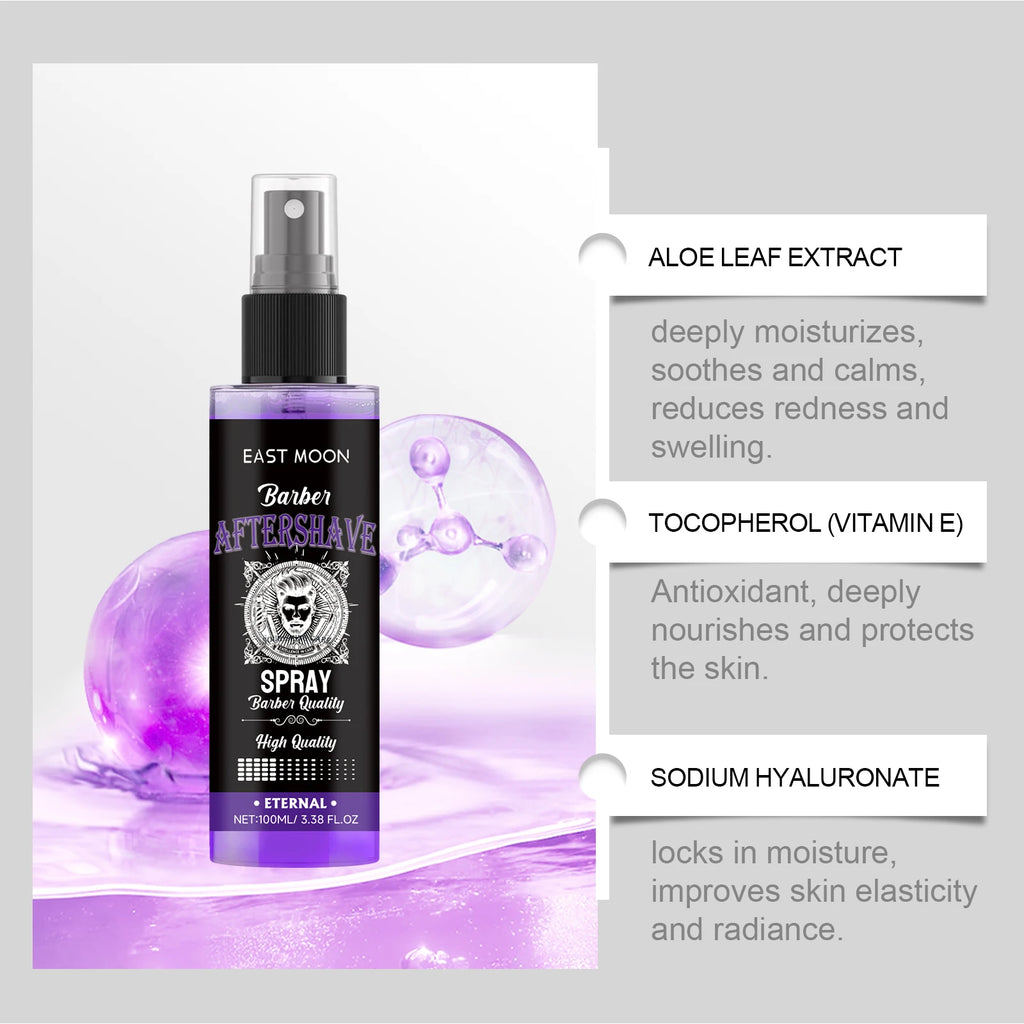 Men Deep Moisturizing Aftershave Spray Soothing Beard Reduce Redness Efficient Hydration Swelling Non Greasy Soft Post-Shave Car Qme