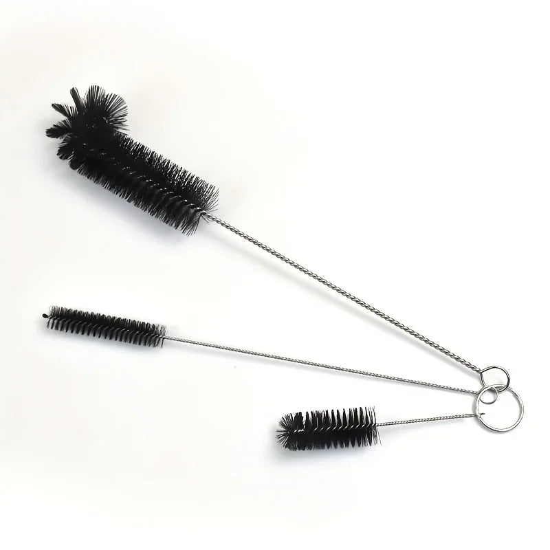 Multi-Purpose Cleaning Brush with Handle for Kitchen Pipes, Straws, Decanters, Nozzles, and Tubes - 3pcs/Set Qme