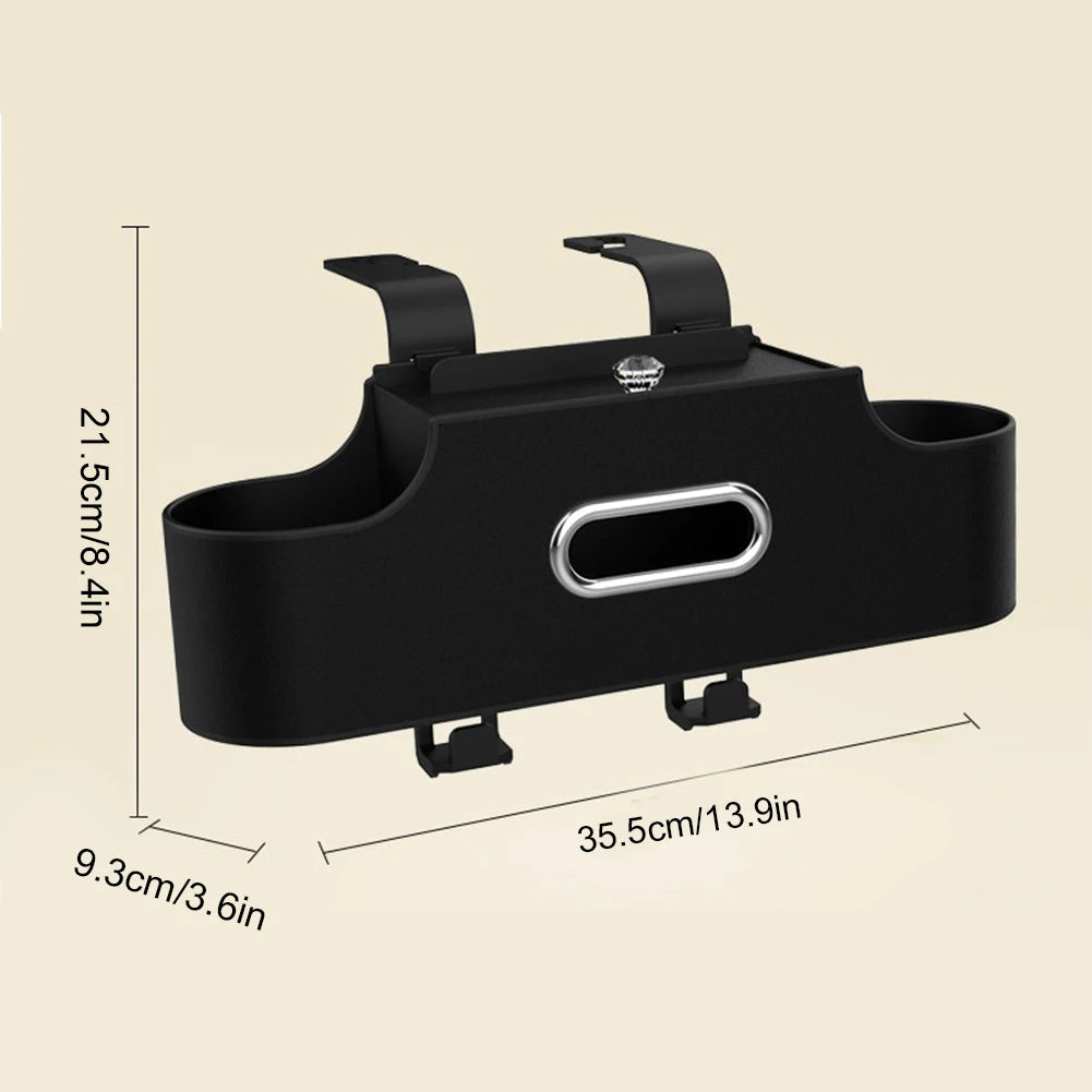 4-In-1 Car Seat Back Storage Bag with Tissue Cup Holder Rear Seat Storage Rack Hanging Hooks Car Seat Organizer Auto Accessories Qme
