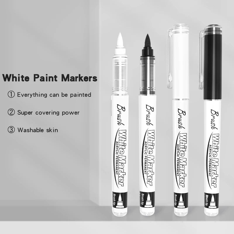 Large Capacity Permanent Black/White Acrylic Paint Pen for Art Supplies, Fabric Paint, Markers for DIY Art Qme
