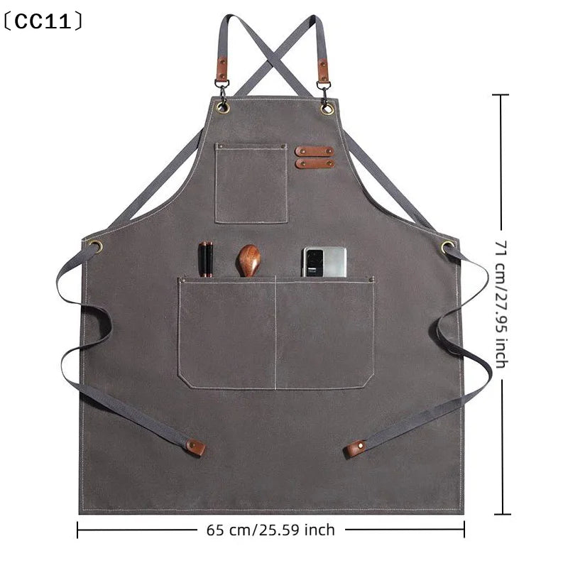 Canvas Apron Oil-proof Can Wipe Hands Kitchen Cooking Men Women Adult Qme