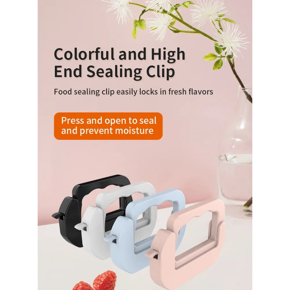 Reusable Food Bag Sealing Clips, Plastic Snack Bag Sealer Clips, Adjustable Kitchen Bag Sealers,, Black/White/Blue/Pink Qme