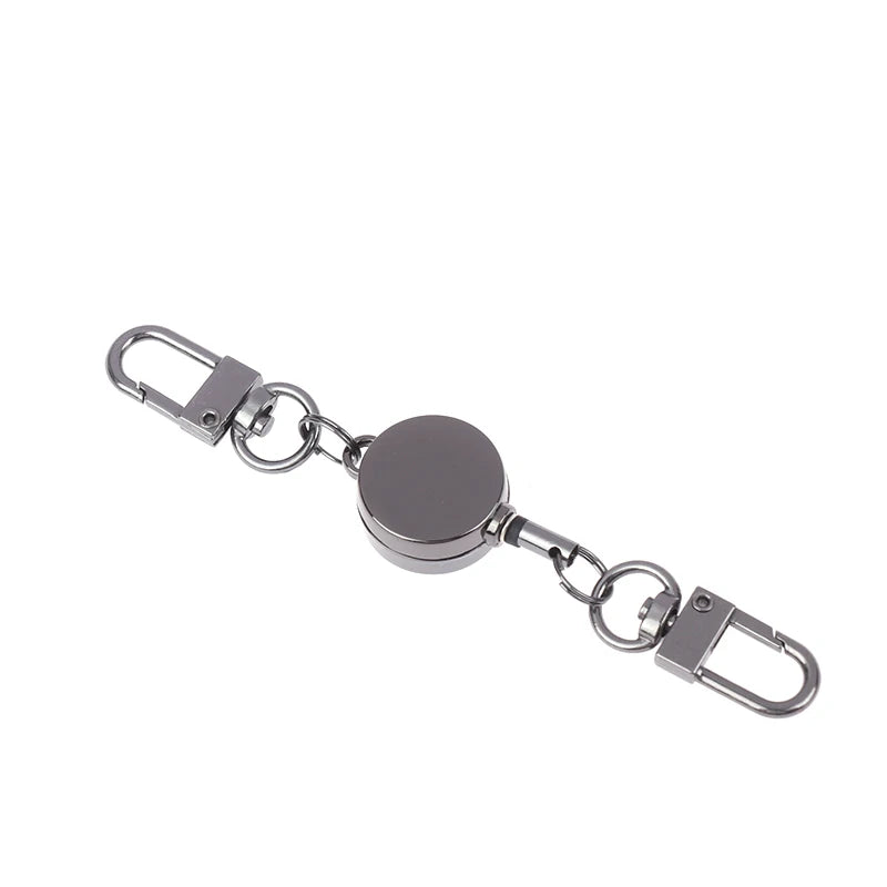 Security Metal Easy-pull Buckle Twine Retractable Key Holder Qme Black