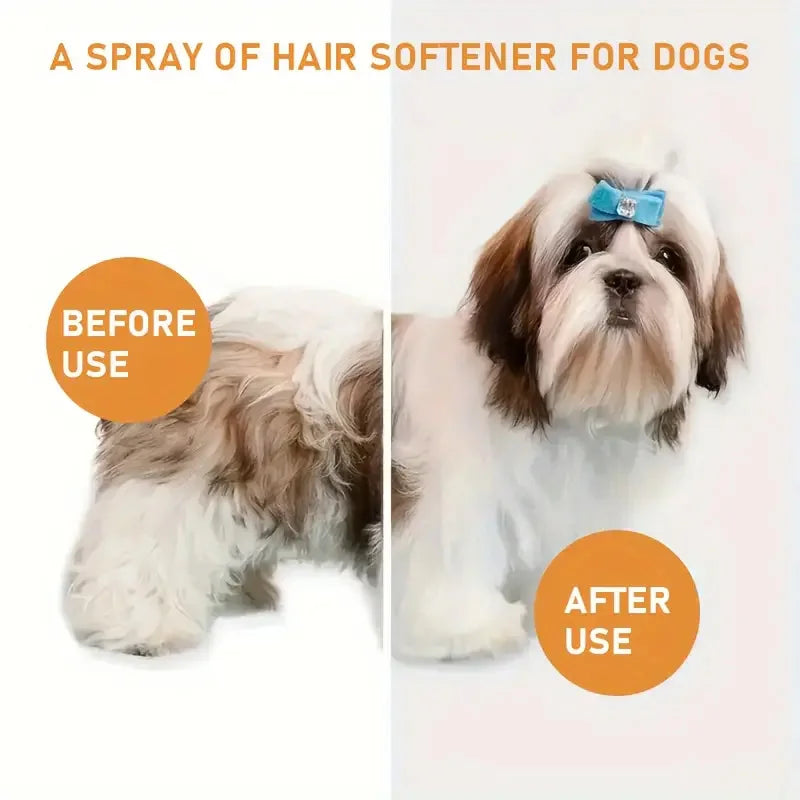 Pet Hair Smoothing Care Spray, Containing Gentle Ingredients, Deeply Moisturizes and Hydrates the Hair. Just One Spray Can Soften and Make Your Pet's Fur Smoother and Shinier. Qme
