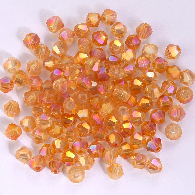 100Pcs 4MM Glass Beads Bicone Shaped Beads Faceted Crystal Beads for Jewelry Making Bracelet Necklace Earrings DIY Beading Qme 18 4MM-100PCS