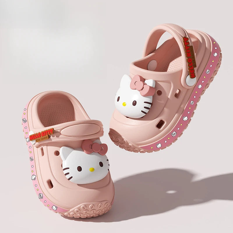 Hello Kitty Kuromi Cartoon Hole-Patterned Shoes Cute, Non-Slip Slippers for Students Beach and Outdoor Sandals Qme
