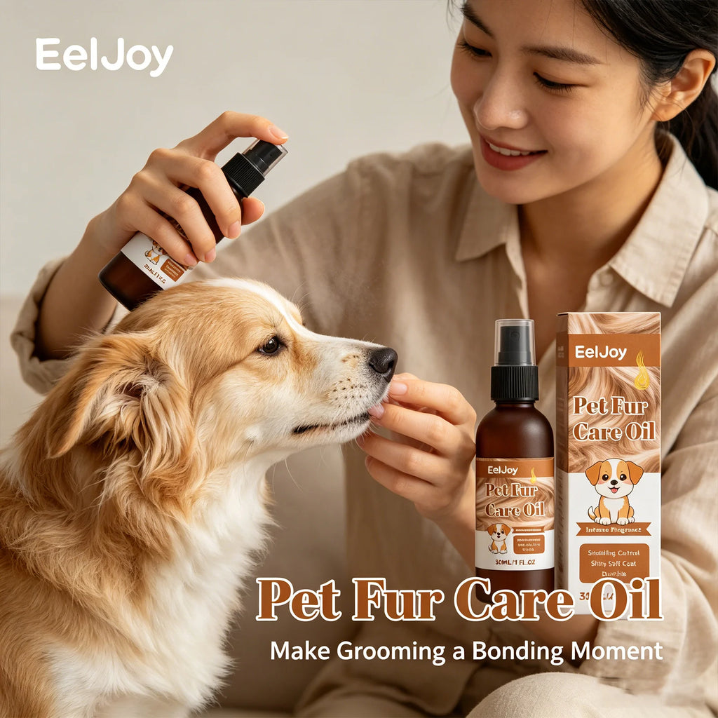 Pet Fur Care Oil Spray Moisturizing Fluffy & Smoothing Hair Reduce Knotting Anti-Shedding Grooming Gentle Pet Coat Conditioner Qme