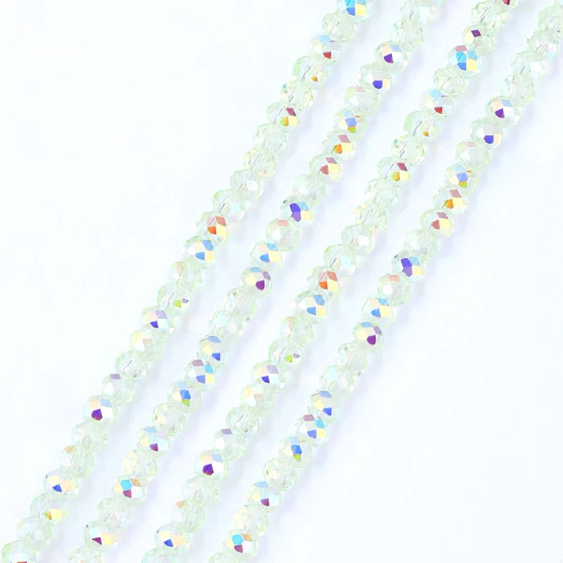 3mm Faceted Round Glass Beads AB Color Crystal Beads Strands Briolette Rondelle Crystal Beads Spacers for Jewelry Making DIY Qme Color 6 3mm-110pcs