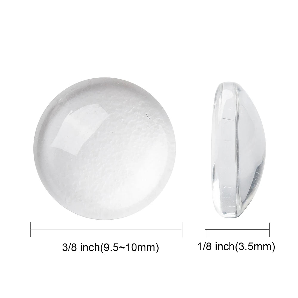 PandaHall 200pcs Professional Glass Cabochons 8 10 12 14 16 18 20 25mm Clear Dome for Precision Jewelry Mounting & Settings Qme 10mm