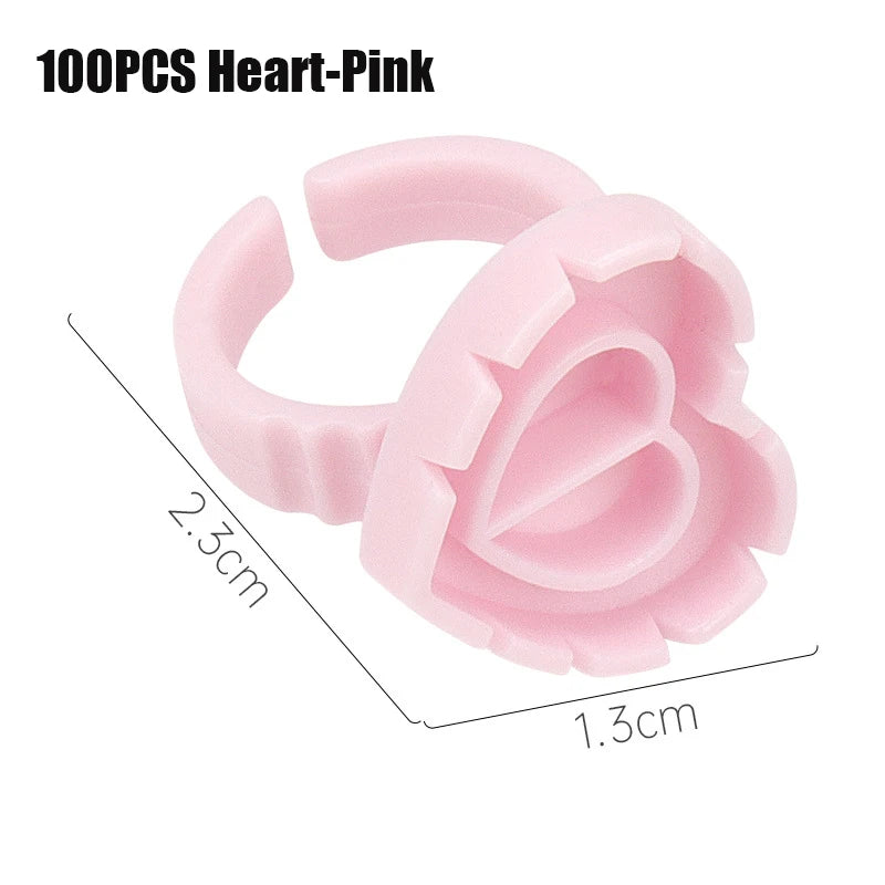 50 Wholesale Disposable Eyelash Glue Fan Cup Rings Holder Container Qme 100P Heart-Pink China Mainland