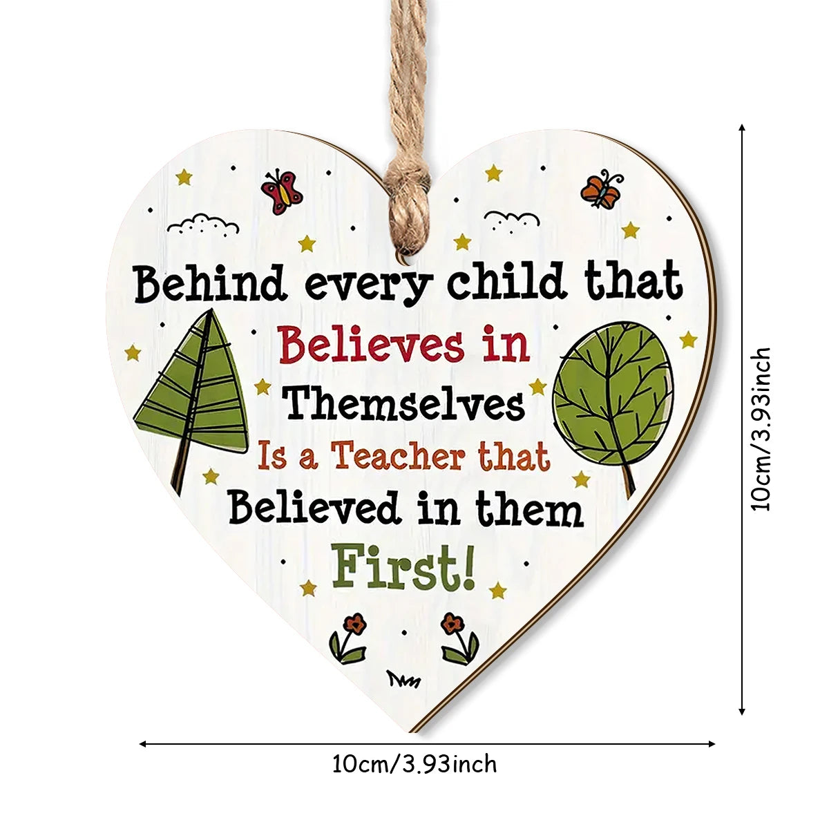 1 wooden Thanksgiving Love Hanging Decoration, hand-painted tree, butterfly, star pattern, Teacher's Day Graduation Season Gift Qme