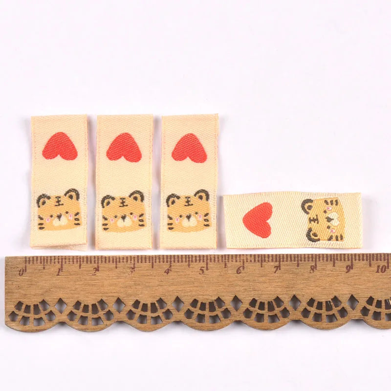 50Pcs Tiger/Chick/Panda Printed Embroidery Washable Care Label For Sewing Accessories Garment DIY Crafts Supplies Bag Shoes Tags Qme 3