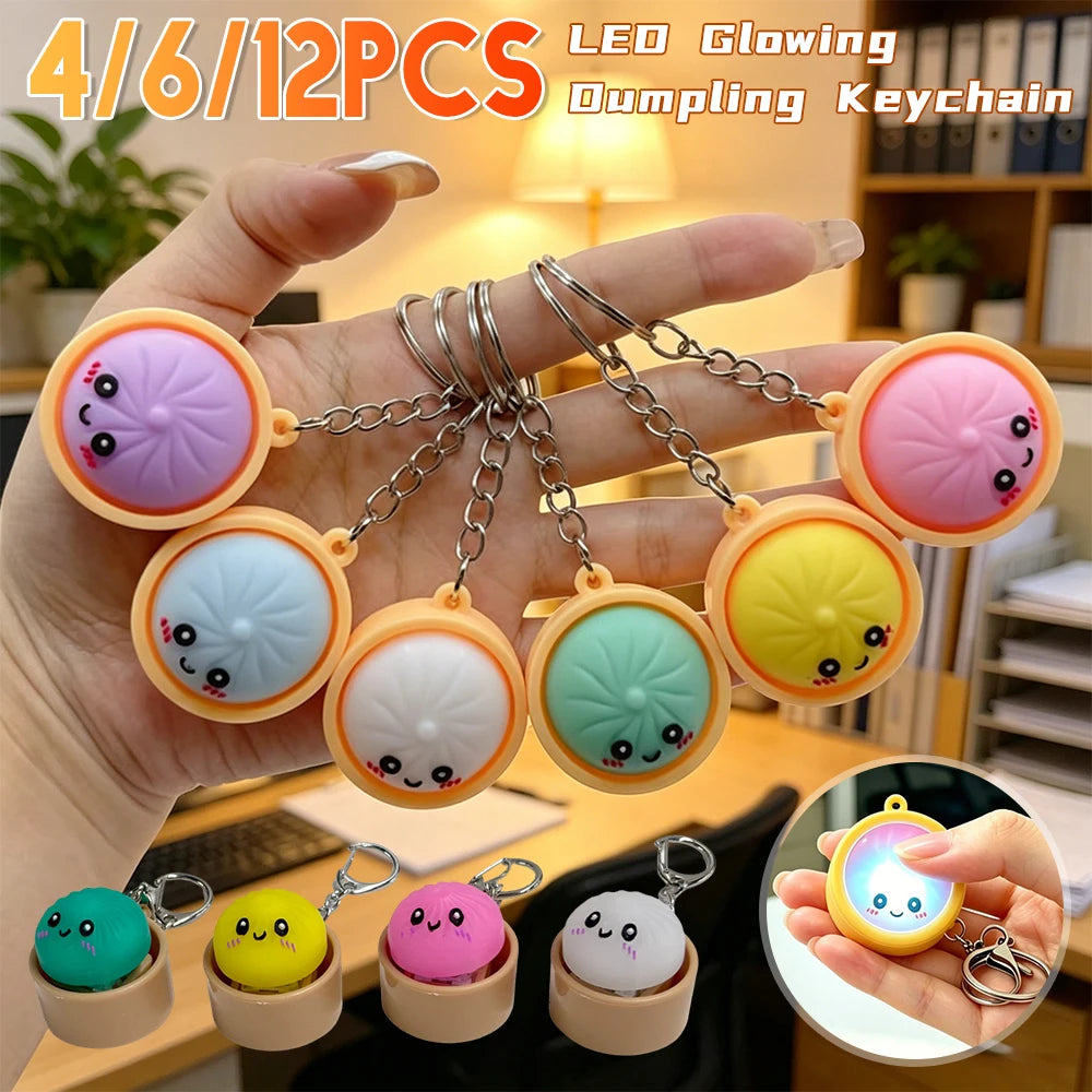 4/6/12PCS 3D Printed Dumpling Keyboard Keychain Fidget Toy Decompression Keyboard Clicker Toys Stress Relief Clicker Button Gift Qme