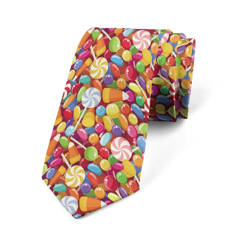 Funny Candy Snacks Printed Tie Unisex Casual Creative Novelty Men's Qme style5