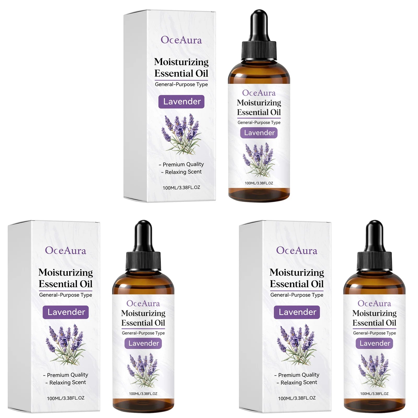 Oceaura Lavender Massage Essential Oil Improve Dry Moisturizier Anti Qme 3 X 100ml Boxed 100ml