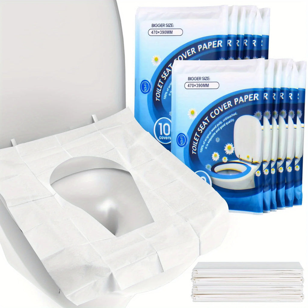 10pcs/pack Disposable Toilet Seat Covers, Soft Non-Woven Fabric, Flushable Bathroom Accessories for Airplane, Road Trips Qme