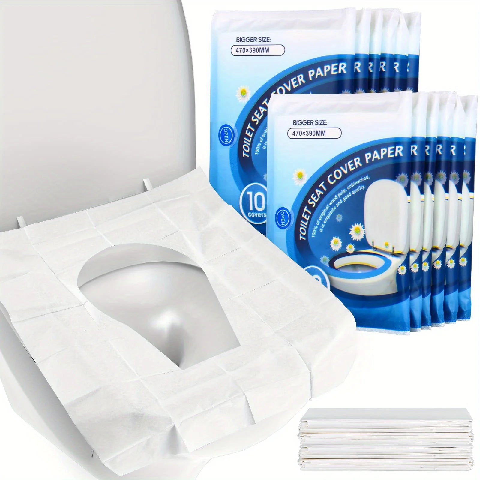10pcs/pack Disposable Toilet Seat Covers, Soft Non-Woven Fabric, Flushable Bathroom Accessories for Airplane, Road Trips Qme