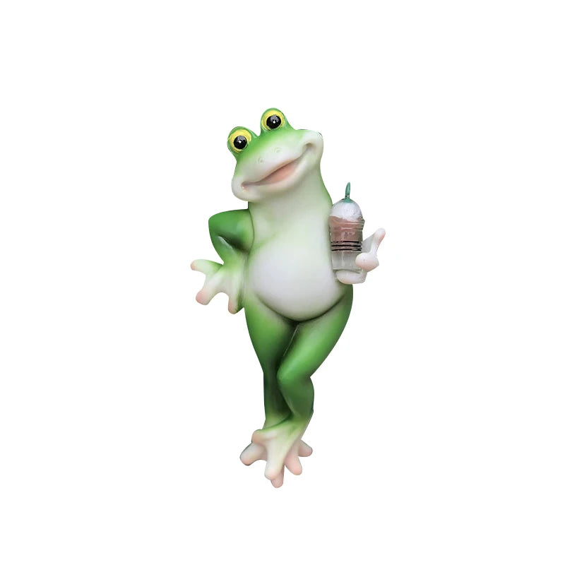 Frog Figurine Plant Hanger Decorations Pots Miniature Statue Outdoor Qme A