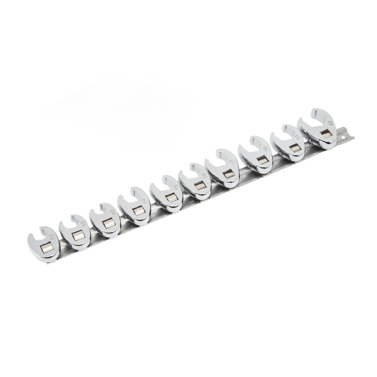 10pcs Chrome Plated Wrenches Crows Foot Wrench Set 10mm to 22mm Sizes Nut Wrench for 3/8in Drive Ratchet Qme
