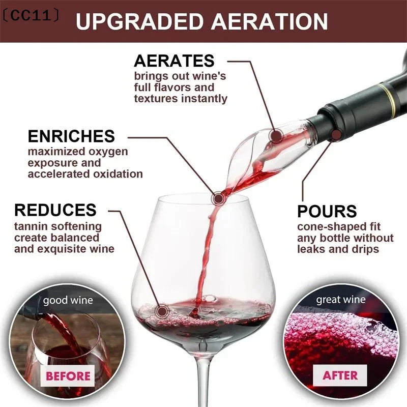 Wine Aerator Pourer Spout Vacuum Stopper Air Saver Pump Aerate Enjoy Qme