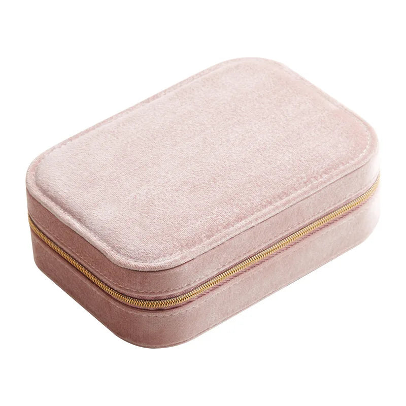 Portable Velvet Jewelry Box Travel Organizer Case for Women Girls Ring Earring Necklace Bracelet Storage Holder Display Gift Qme