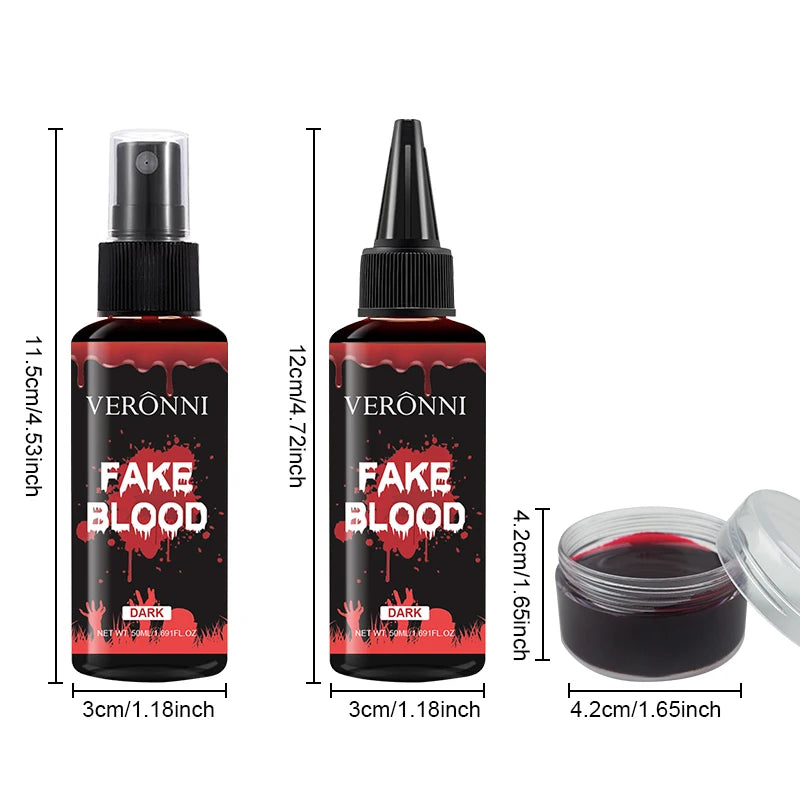 VERONNI 1 Fake Blood Makeup Dark Realistic Washable Artificial Spray Qme 3pcs