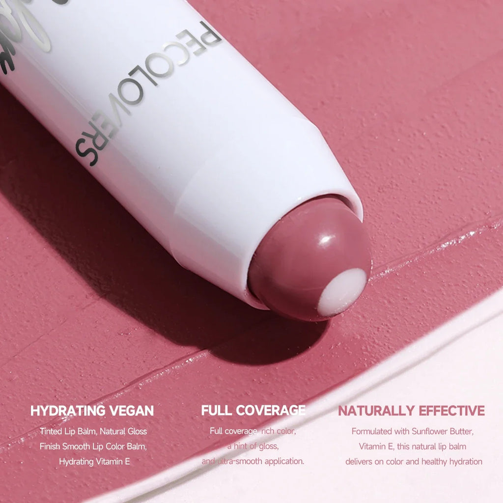 2-in-1 Nude Lipstick Matte Red Lip Balm Moisturizing 6 Colors Qme