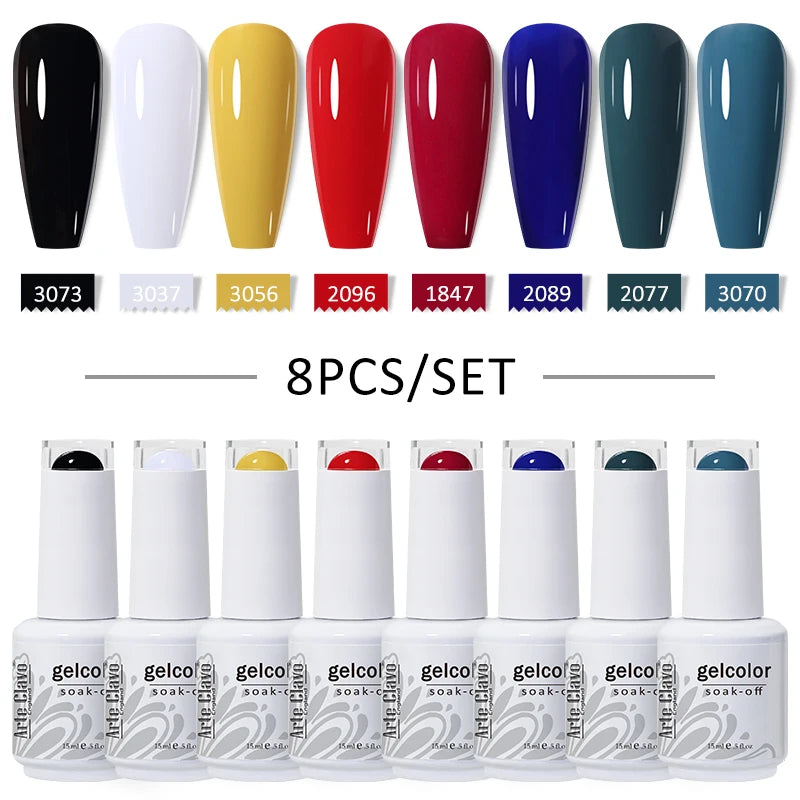 Arte Clavo 4 6 8 Gel Nail Polish Art Soak Off UV Colorful Semi