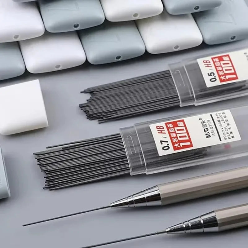 2B/HB Mechanical Pencil Refills White Simple 0.5/0.7mm for Students School Supplies Office Accessories Stationery Supplies Qme