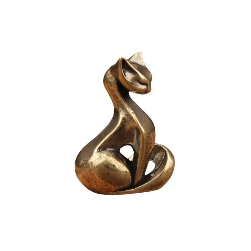 Brass Cat Figurine, Vintage Brass Sculpture, Desktop Craft, Small Ornament, Home/office Cat Statue, Home Decoration Qme