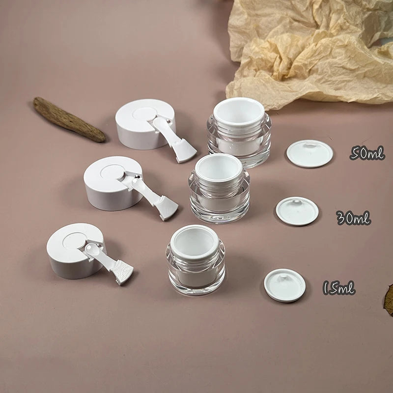 Refillable Empty Cream Jar Spoon Airless Pump Lotion Bottle Acrylic Qme