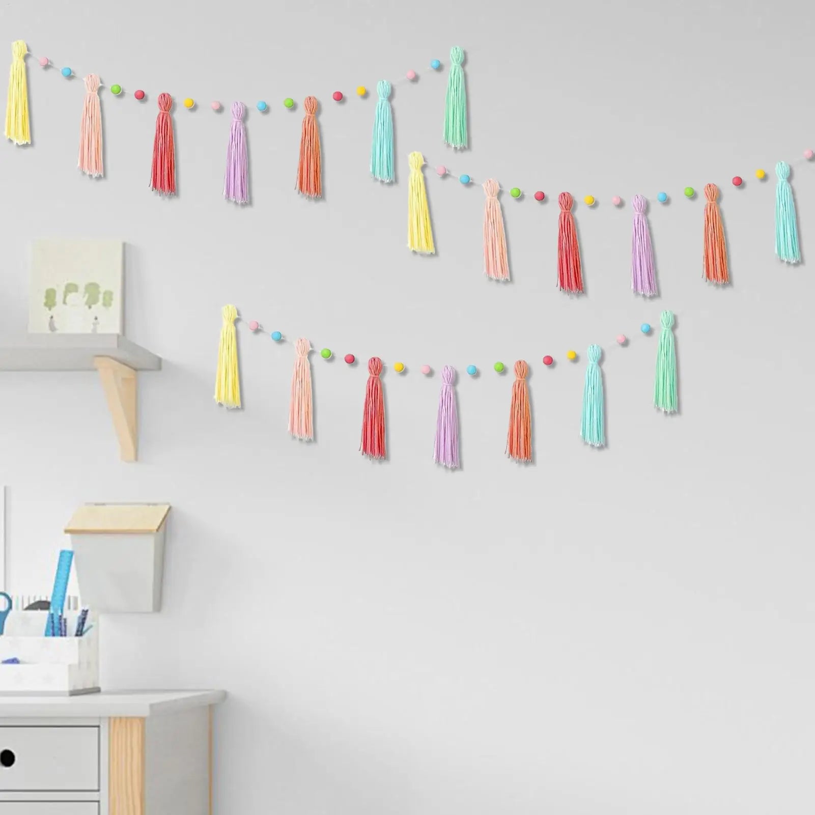 Boho Garland 3 Colorful Ribbon Seasonal Decorations Kindergarten Qme